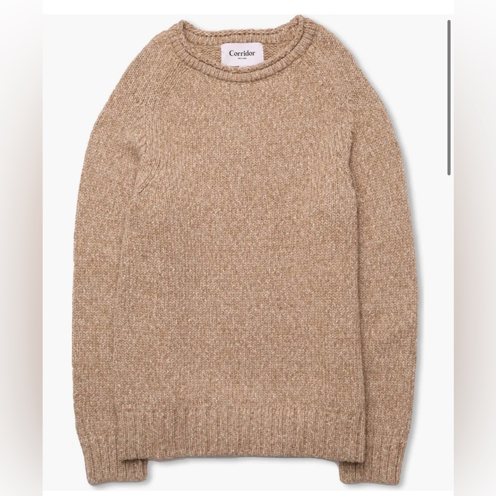 Corridor Men's Camel Roll Neck / Crewneck Sweater- Small